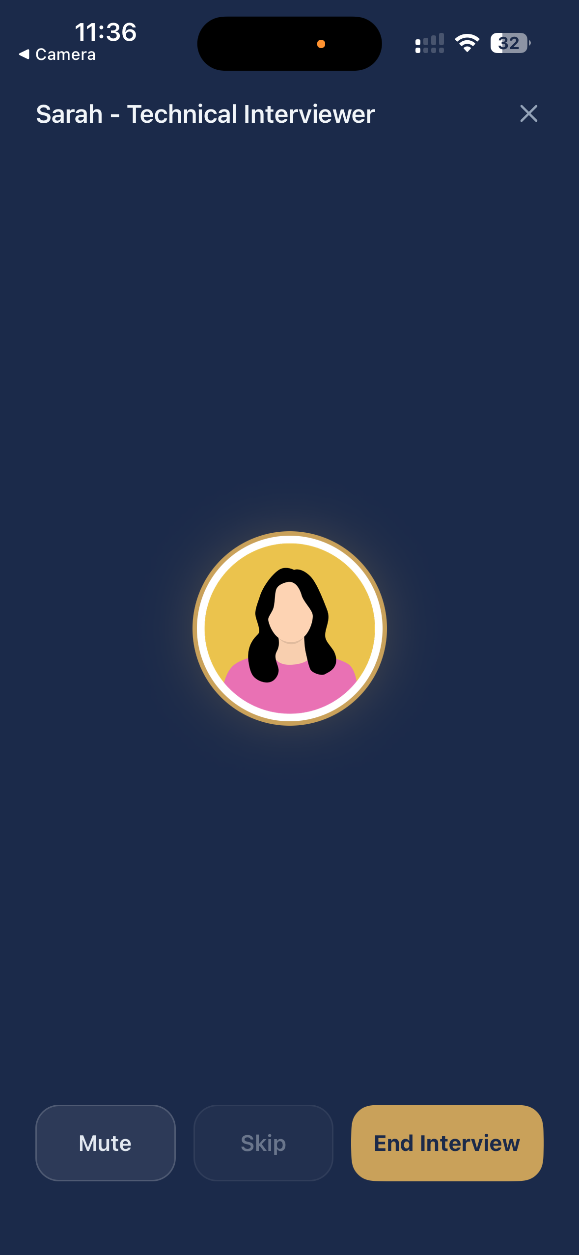 Live spoken mock interview screen